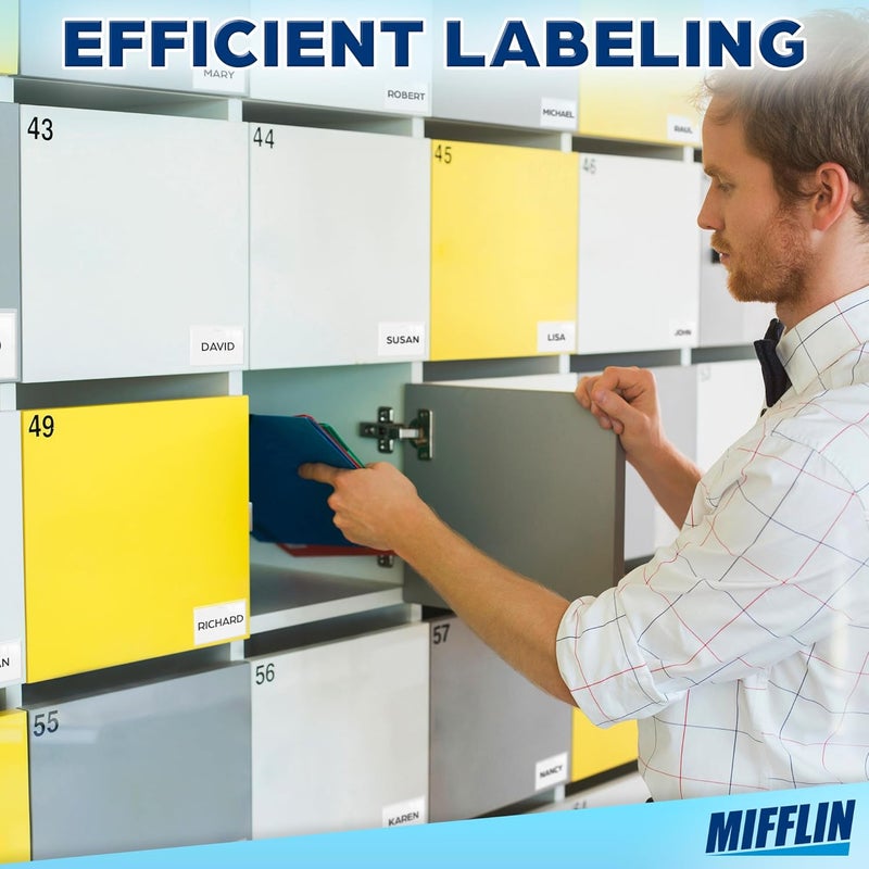 MIFFLIN حامل بطاقات الفهرس - 2x3.5 بوصة، 100 حزمة - جيوب لاصقة شفافة - حوامل ملصقات لتنظيم صناديق التخزين والحاويات - أكمام بلاستيكية لحماية البطاقات والملصقات - Image 4